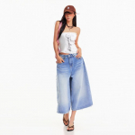 Moodsad suvised vintage plisseeritud laiad cropped capri teksap&uuml;ksid naistele Mitmek&uuml;lgsed laiad sirged salendavad vabaaja capri p&uuml;ksid XS