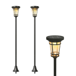 P&auml;ikesevalgusti Komplekt 2 tk P&otilde;randalamp 180cm K&otilde;rgusreguleeritav 2 Heledusrežiimiga Valgusanduri L&uuml;liti, IP44 23.5 x 23.5 x 180 cm must