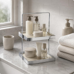 Kahekihiline t&ouml;&ouml;laua korraldaja, puurimiseta, mitmeotstarbeline akr&uuml;&uuml;lriiul Cream White Single Handle gray