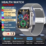 2026 UUS EKG Verer&otilde;hk Verehapnik S&uuml;damer&uuml;tm Temperatuur Vererasv Uriinhape Tervisediagnostika AMOLED 650mAh 5.3BT K&otilde;ne SmartWatch Sliver Mesh Belt 2A