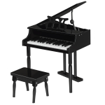 Laste puust tiibklaver - 30 klahviga klaviatuur - Sisaldab taburetti ja noodihoidjat - Muusikainstrument - Must MDF