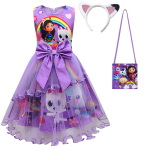 Anime T&uuml;drukud Gabby Kass Cosplay Kost&uuml;&uuml;m Armas Gabi Prindiga Pitsist Vibu Kleit Kott Halloweeni Peo Nukumaja Komplekt Lastele S&uuml;nnip&auml;evakingitus 110cm purple