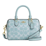 Coach 18 Klassikaline Monogramm Kaetud L&otilde;uend ja Sile Nahk Kandekott V&auml;ike Naiste kandekott Hele-Sinine CEY63-IMXUM Basic Set (Bag+Dust Bag) white