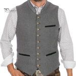 Meeste Oktoberfesti vest, Traditsiooniline kost&uuml;&uuml;mi vest, P&uuml;stkraega n&ouml;&ouml;pidega P&uuml;stine villane vest, Retro varrukateta jakk L helehall v&auml;rv