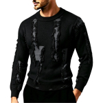 Meeste vabaaja kootud kampsun pikkade varrukatega kulunud pullover s&uuml;giseks ja talveks M black