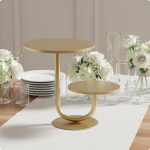 Kahekordne koogialus pitsi kullatud servaga stabiilse alusega magustoidu esitluskomplekt pulmade stiilis Gold Style B white