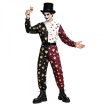 Halloweeni tume tsirkuse klounikost&uuml;&uuml;m pokkeritr&uuml;kiga kombinesoon karnevali cosplay riietus XL black