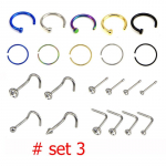 Segat&uuml;&uuml;pi ninakruvid Kruvir&otilde;ngas ninar&otilde;nga komplekt Naiste t&uuml;drukute v&auml;rvilised roostevabast terasest nina augustamise ehted set3