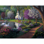 5D isetegemise teemantmaal Forest Lake Swan T&auml;is&uuml;mmargune teemanttikandid ristpistega kivikivi 20X30CM