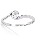 Bague Argent 'C&acirc;lin' Blanc argent&eacute; (rhodi&eacute;) - 5 mm 52 valge