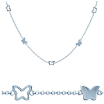 Les Tr&eacute;sors De Lily [G6344] - Collier Argent 'Ronde de Papillons' argent&eacute; - 7x8 mm h&otilde;be