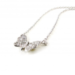 Les Tr&eacute;sors De Lily [I9890] - h&otilde;bedane kaelakee 'Butterfly' h&otilde;bevalge (roodiumiga kaetud) - 10x12 mm valge