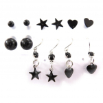 Les Tr&eacute;sors De Lily [J7141] - 6 paires de boucles 'Graziella' noir must
