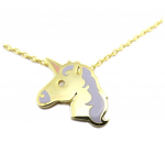 7bis [P6954] &ndash; k&auml;sitsi valmistatud kaelakee 'Unicorn' lillakas kuldne - 13x12 mm lilla