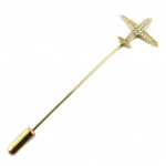 Les Tr&eacute;sors De Lily [P8118] - Broche Cr&eacute;ateur 'Avion' blanc dor&eacute; - 70 mm-  20x19 mm valge