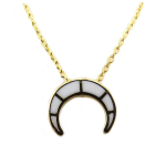 7bis [Q6128] - K&auml;sitsi valmistatud kaelakee  Luna  valgest kullast - 11x10 mm valge
