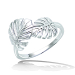 Bague argent 'Jungle' argent&eacute; rhodi&eacute; (monstera) -15x12 mm 60 h&otilde;be