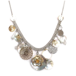 Les Tr&eacute;sors De Lily [Q8777] - Collier Cr&eacute;ateur 'Acapulco' beige argent&eacute; - 16x5 cm beež