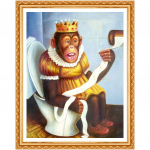 5D DIY t&auml;isteemantmaal  Monkey Toilet  3D tikandiga ristpistes maalimine Kodukaunistuse kingitus 20X30CM