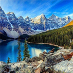 DIY 5D teemantmaal J&auml;rvemaastik Teemanttikandid Loodusmaastik Ristpiste 60x60CM must