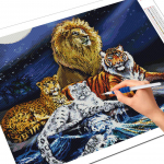 T&auml;isruudukujuline teemantmaal Tiiger 5D DIY Teemanttikandid L&otilde;vi Loom Rhinestone Art Kodukaunistused Full Round 20X30CM