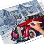 5D DIY teemanttikandid auto kivist pilt teemantmaaling talvemaastiku seinakaunistus Full Round 20X30CM
