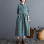 Naiste kleit Pikkade varrukatega Pluss suurus L sinine