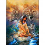 5D DIY Teemantmaaling Naine Hunt 3D Tikand Ristpistes Mosaiik Kodukaunistus 20X30CM