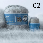 50+20g/komplekt Pehme naaritsa sametine villane l&otilde;ng k&auml;sitsi kudumiseks pikk pl&uuml;&uuml;s villane ka&scaron;miir heegeldatud l&otilde;ng s&uuml;gistalvise salli kampsunile