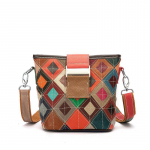 Johnature Retro ehtsast nahast Crossbody kotid naistele V&auml;rviline ruuduline &otilde;mblusega moodne naturaalsest veisenahast kaasaskantav &otilde;lakott mitmev&auml;rviline