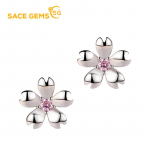 SACE GEMS Cherry Blossom k&otilde;rvar&otilde;ngad naiste lilledega roosad kristallist k&otilde;rvar&otilde;ngad mood temperament tsirkoon k&otilde;rvar&otilde;ngad roosa
