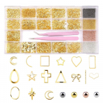 21 v&otilde;red/karp kuldne k&uuml;&uuml;nte &otilde;&otilde;nessulamist naastud ehted v&otilde;lu metallist needid kaaviarhelmed k&uuml;&uuml;nekunsti kaunistus roosade pintsettidega