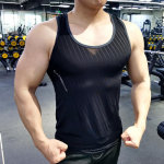 Meeste hingav kiiresti kuivav varrukateta tank Sport Fitness Topid Jooksmine Korvpallivest Treening T-s&auml;rk Compression Base Layer Aluss&auml;rgid Tee M must