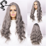 MERISIHAIR pikk laineline hall parukas naistele, tumedad juured Ombre hall parukas, ilma tukkideta Loomuliku v&auml;limusega keskosa