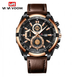 VA VA VOOM kvartskellad meestele. Tippbr&auml;ndi luksuslikud vabaaja nahast kvartskellad &auml;rikell meestele sportlikud veekindlad kuup&auml;evakronograafiga k&auml;ekellad Leather strap must/h&otilde;be