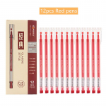 12 tk Klassikaline geelpliiats 0,5 mm l&auml;bipaistev kolmnurkne korpus, must sinine punane v&auml;rvilised pliiatsid Kirjutav allkiri Kontorikool