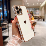 Zachte galvaniseeritud Liefde Hart Telefoon Case Voor Iphone 11 12 13 Pro Max Xs X Xr 7 8 Plus Mini se 2020 Silikoonist Gevallen Cover iPhone 11 valge