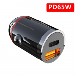 VAORLO 65W autolaadija PD 20W USB kahe pordiga kiirlaadimine 5A superlaadija iphone Xiaomi Huawei QC3.0 miniautolaadija jaoks must