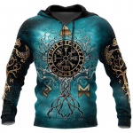 Urban Trend Cosplay Style Meeste kapuuts kevade ja s&uuml;gise Kvaliteetsed Viimistletud Mustrid Viking Myth Totem 3D Prindiga dressipluus 4XL XL