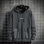 Must meeste kapuuts T&auml;navahip-hop moodsad dressipluusid meeste vabaaja kapuutsiga pikkade varrukatega pullover, tasku t&auml;navar&otilde;ivad 8XL hall