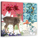 L&otilde;uendiprint Deer Parrot Flamingo kollaaž 30x30 mitmev&auml;rviline