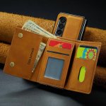 Rahakoti funktsiooniga &auml;ri nahast katte&uuml;mbris Samsung Galaxy Z Fold 4 Fold4 Fold 3 Fold3 S23 Ultra S22 Plus S21 Fe S20 jaoks for Galaxy S21 ultra pruun
