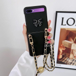 Fashion Diy Bow -S&otilde;lm pika ketiga &otilde;lapaeltega &uuml;mbrised Samsung Galaxy Z Flip 1 2 Zflip2 1 1 5g k&otilde;va arvuti kaelapael Crossbody kate For SAM Z Flip 1 2 valge