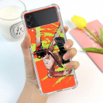 Multifilm Chainsaw Man Mustriga &Uuml;mbris Samsung Galaxy Z Flip 3 4 5g jaoks Funda Z Flip3 L&auml;bipaistev PC K&otilde;va P&otilde;rutuskindel Tagumine Telefoni Coque Kest Samsung Z Flip 5G