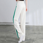 N&ouml;&ouml;riga k&uuml;ljetriibuga laia s&auml;&auml;rep&uuml;ksid vabaaja elastsed k&otilde;rge v&ouml;&ouml;kohaga sirged pantaloonid kevadised naiste kottis dressip&uuml;ksid Korea spoenie L beež