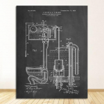 Plakatid ja tr&uuml;kised Vannitoa tualettruumi seina kunst L&otilde;uendimaaling Dekoratsioon WC silt Tualettplakatid WC tsisterni patent Vintage 21cm&times;30cm NoFrame