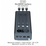 16*18650 DIY Power Banki alus C-t&uuml;&uuml;pi mikro-USB-kaabliga Taskulamp Fast Power Bank Case 18650 akuhoidja laadimiskarbi kest Normal version valge