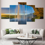 5 paneeli Maastik Islandi juga, l&otilde;uendimaaling loodus p&auml;ikeset&otilde;usu plakatid ja v&auml;ljatr&uuml;kid seinakunstipildid kodukaunistus ilma raamita 20x35cm*2 20x45cm*2 20x55cm*1