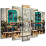 Viieosalise pildiga l&otilde;uenditr&uuml;kk Street Italy Window Flowers 100x70 valge