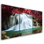Kolmeosalise pildiga l&otilde;uenditr&uuml;kk Waterfall Forest Mountain 60x40 mitmev&auml;rviline